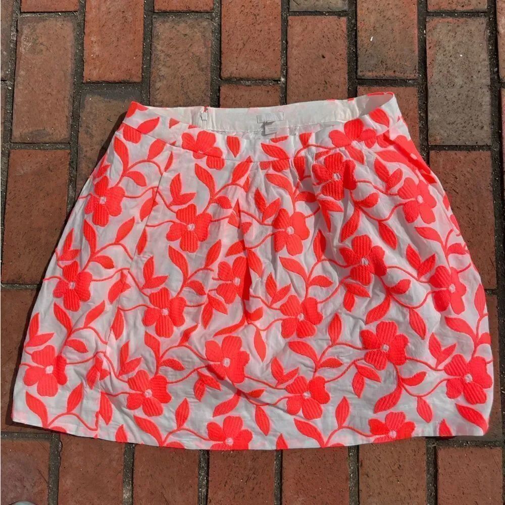 J Crew Collection Neon Embroidered Floral Skirt NWT - Picture 2 of 11